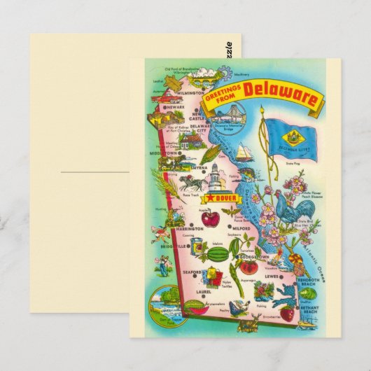 Antieke kaart van Delaware  (Voorkant / Achterkant)