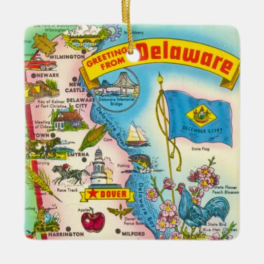 Antieke kaart van Delaware  Keramisch Ornament (Voorkant)