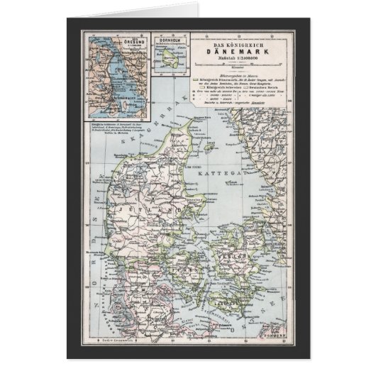 Antieke kaart van Denemarken, Danmark in het Deens (Voorkant)