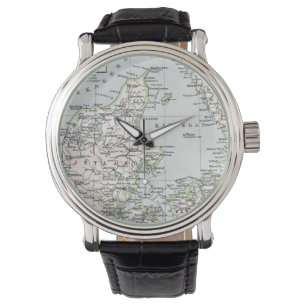 Antieke kaart van Denemarken, Danmark in het Deens Horloge