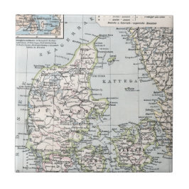 Antieke kaart van Denemarken, Danmark in het Deens Tegeltje