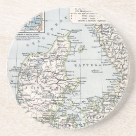 Antieke kaart van Denemarken, Danmark in het Deens Zandsteen Onderzetter