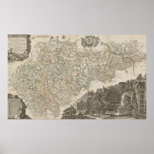 Antieke kaart van Duitsland uit 1757, Historisch D Poster (Voorkant)