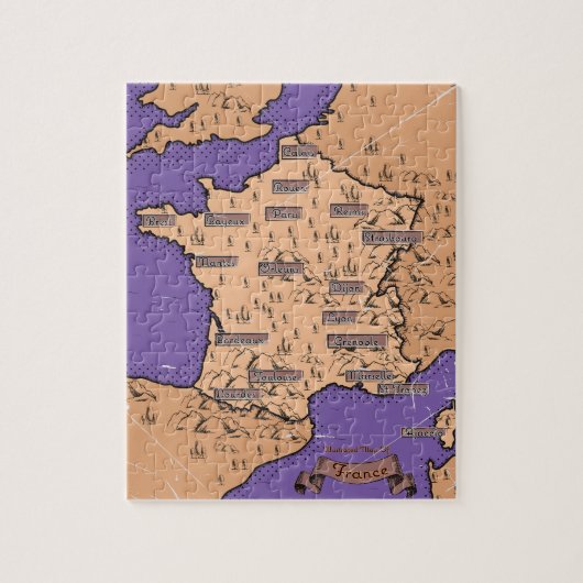Antieke kaart van Frankrijk Legpuzzel (Verticaal)
