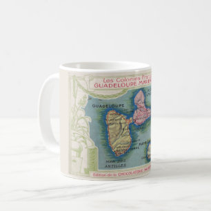 Antieke kaart van het eiland Guadeloupe Mok
