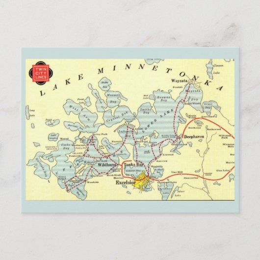 Antieke kaart van het Minnetonkameer (Voorkant)