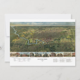 Antieke kaart van Houston, Texas met Buffalo River