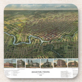 Antieke kaart van Houston, Texas met Buffalo River Bier Onderzetter