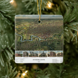 Antieke kaart van Houston, Texas met Buffalo River Keramisch Ornament