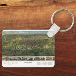 Antieke kaart van Houston, Texas met Buffalo River Sleutelhanger