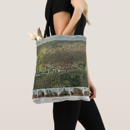 Antieke kaart van Houston, Texas met Buffalo-rivie Tote Bag