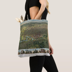Antieke kaart van Houston, Texas met Buffalo-rivie Tote Bag