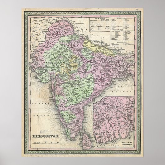 Antieke kaart van India, 1853 Poster (Voorkant)
