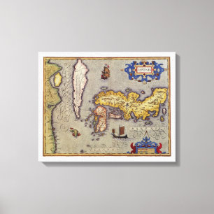 Antieke kaart van Japan door Mercator en Hondius Canvas Afdruk