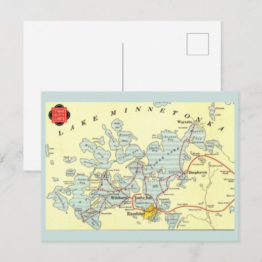 Antieke kaart van Lake Minnetonka (Voorkant / Achterkant)