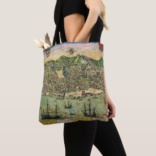 Antieke kaart van Lissabon, Portugal door Braun/Ho Tote Bag