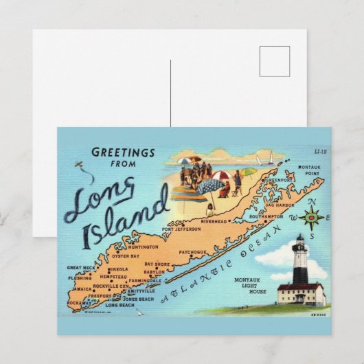 Antieke kaart van Long Island (Voorkant / Achterkant)