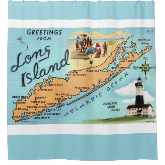 Antieke kaart van Long Island Douchegordijn (Voorkant)