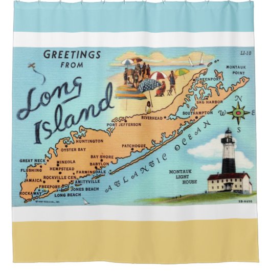 Antieke kaart van Long Island Douchegordijn (Voorkant)
