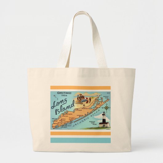 Antieke kaart van Long Island Grote Tote Bag (Voorkant)