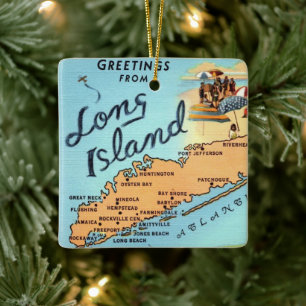 Antieke kaart van Long Island Keramisch Ornament