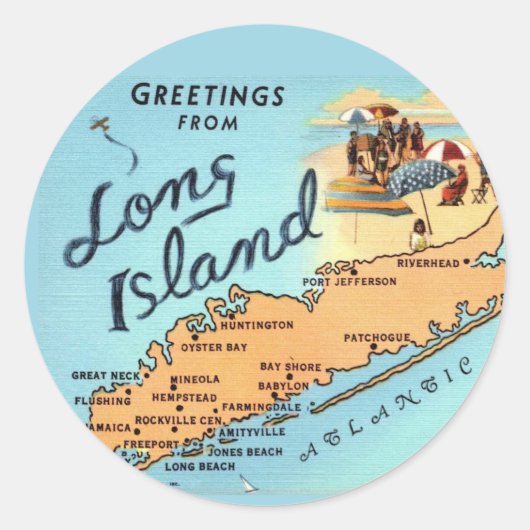 Antieke kaart van Long Island Ronde Sticker (Voorkant)