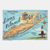 Antieke kaart van Long Island Theedoek (Horizontaal)