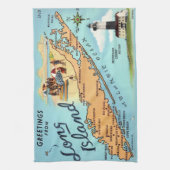 Antieke kaart van Long Island Theedoek (Verticaal)