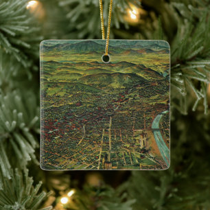 Antieke kaart van Los Angeles, Californië en rivie Keramisch Ornament