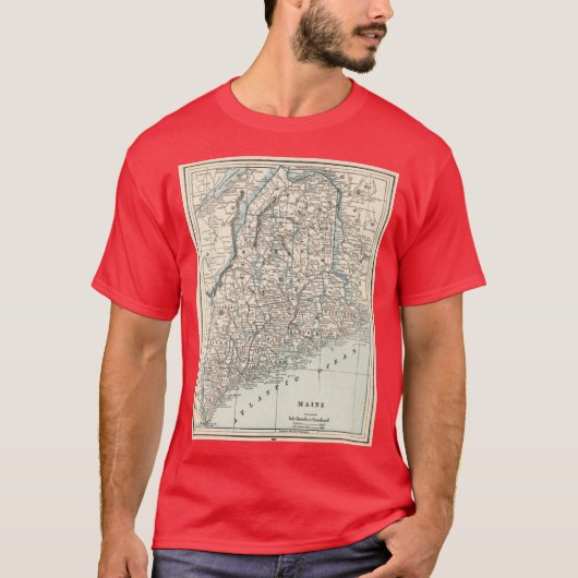 Antieke kaart van Maine 1893 T-shirt (Voorkant)