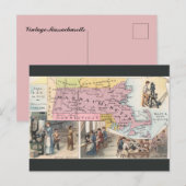 Antieke kaart van Massachusetts (Voorkant / Achterkant)