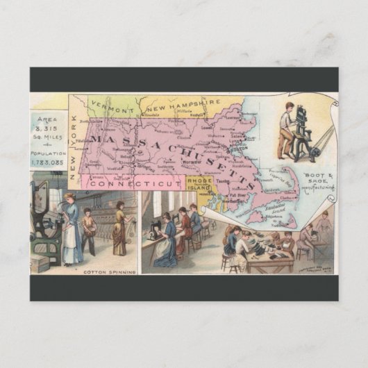 Antieke kaart van Massachusetts (Voorkant)