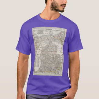 Antieke kaart van Michigan 1901 3 extra groot T-shirt