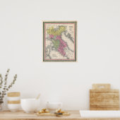 Antieke kaart van Noord-Italië, 1853 Poster (Keuken)