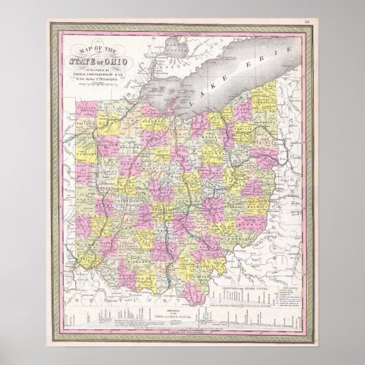 Antieke kaart van Ohio, 1850 Poster (Voorkant)