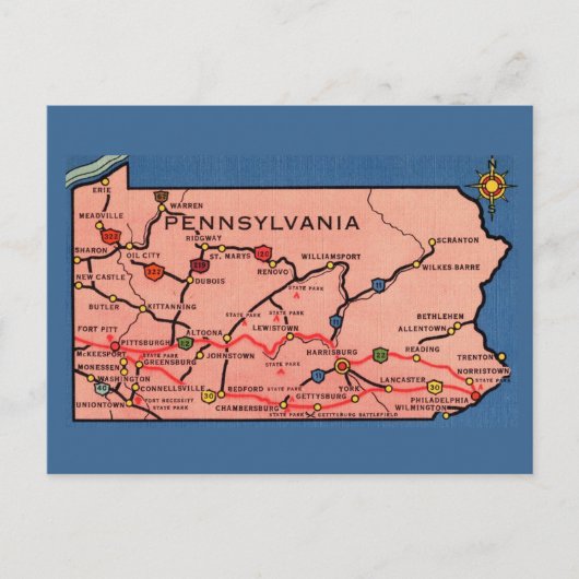Antieke kaart van Pennsylvania  (Voorkant)