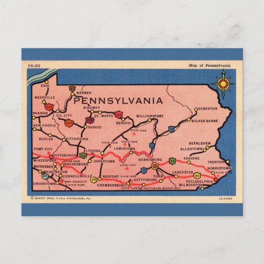 Antieke kaart van Pennsylvania  (Voorkant)