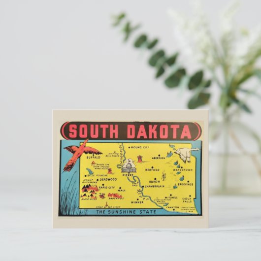 Antieke kaart van South Dakota (Staand voorkant)