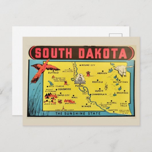 Antieke kaart van South Dakota (Voorkant / Achterkant)