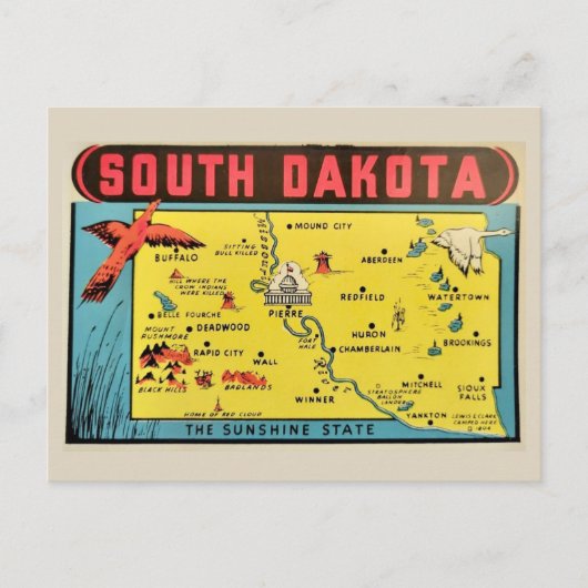 Antieke kaart van South Dakota (Voorkant)