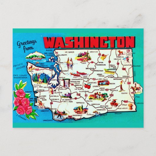 Antieke kaart van Washington (Voorkant)