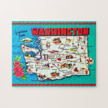 Antieke kaart van Washington 11x14