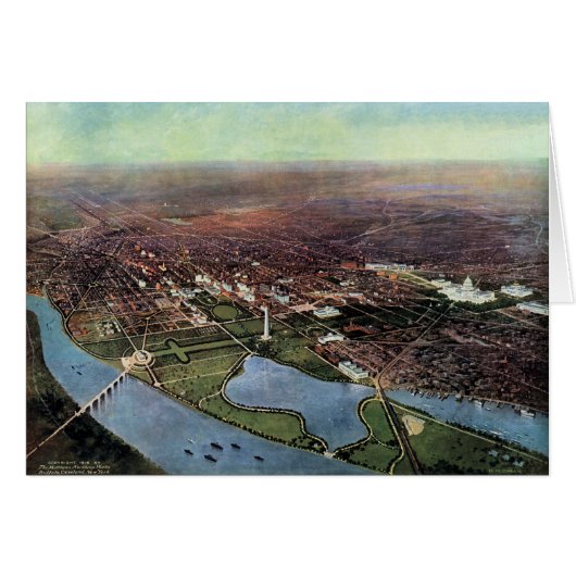 Antieke kaart van Washington DC en de Potomacrivie (Voorkant Horizontaal)