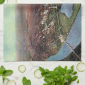 Antieke kaart van Washington DC en de Potomacrivie Theedoek (Gevouwen)