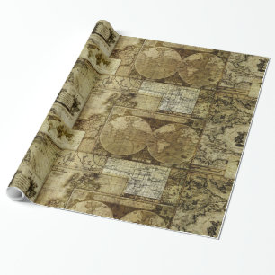 Antieke kaarten van de oude wereld Vintage kaarten Cadeaupapier