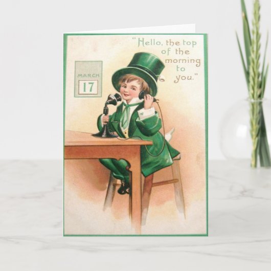 Antieke Kabouter Telefoon St. Patrick's Dag Kaart (Voorkant)