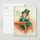 Antieke Kabouter Telefoon St. Patrick's Dag Kaart (Voorkant / Achterkant)