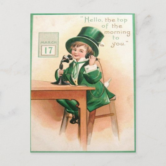 Antieke Kabouter Telefoon St. Patrick's Dag Kaart (Voorkant)