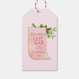 Antieke kalender en hulst cadeaubijlage cadeaulabel