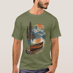 Antieke Kano Onder Bergzonsondergang T-shirt